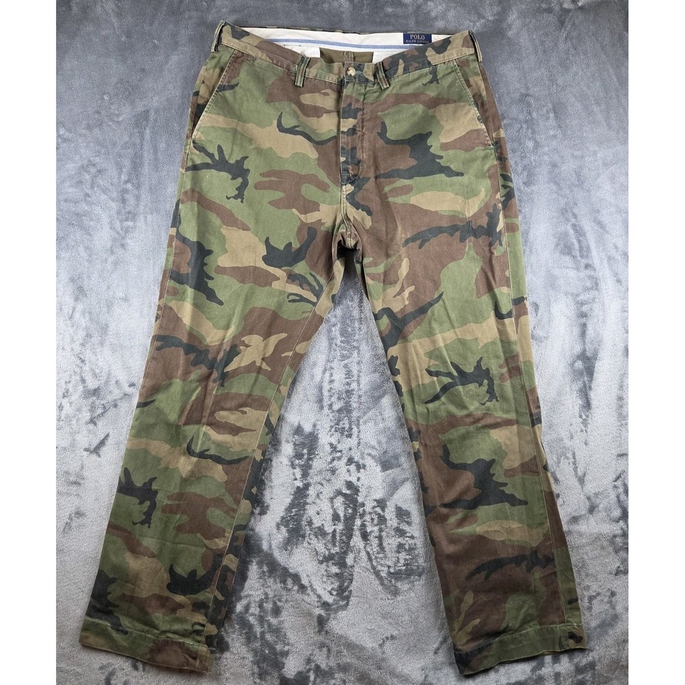 Polo Ralph Lauren Army Camo Polo Chino Straight Leg Pants Mens 36x32 Stretch